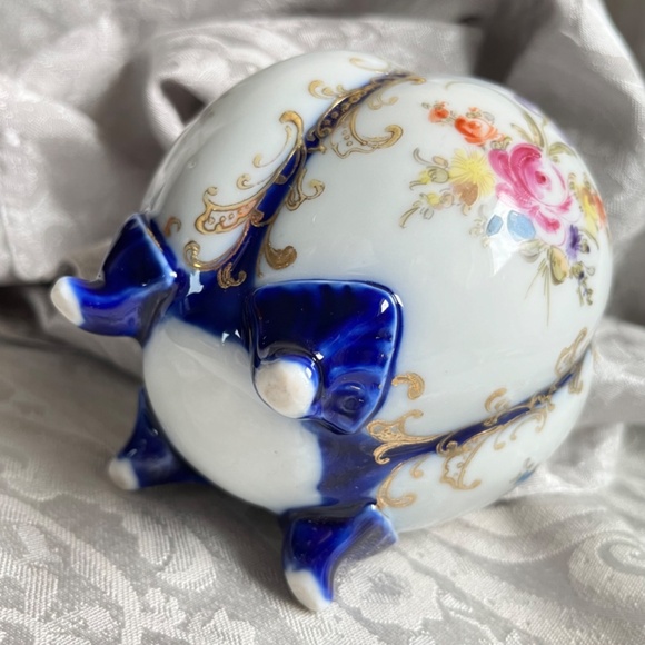 VINTAGE UNBRANDED Hand Painted Round Floral Vase 5" - Picture 5 of 11